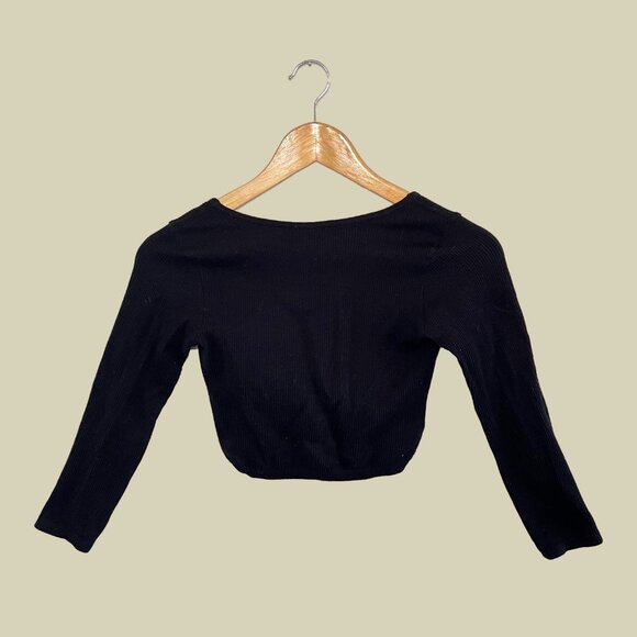 Zara Black Ribbed Crop Top - Picture 2 of 3